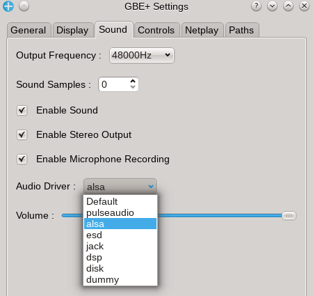 GBE+ sound driver selection